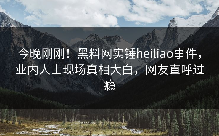 今晚刚刚！黑料网实锤heiliao事件，业内人士现场真相大白，网友直呼过瘾