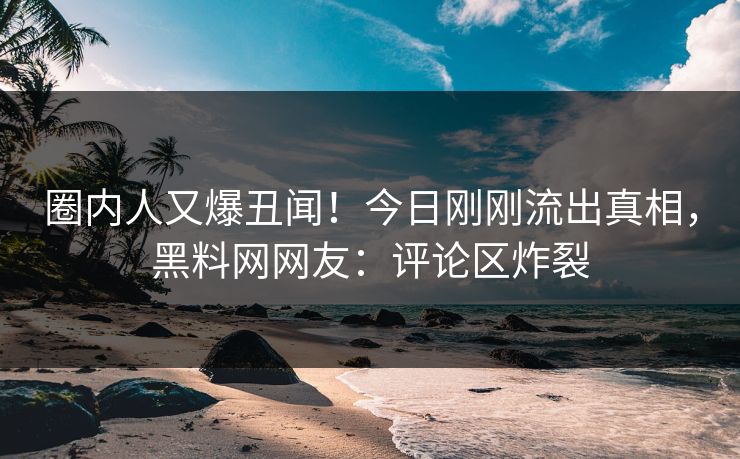 圈内人又爆丑闻！今日刚刚流出真相，黑料网网友：评论区炸裂