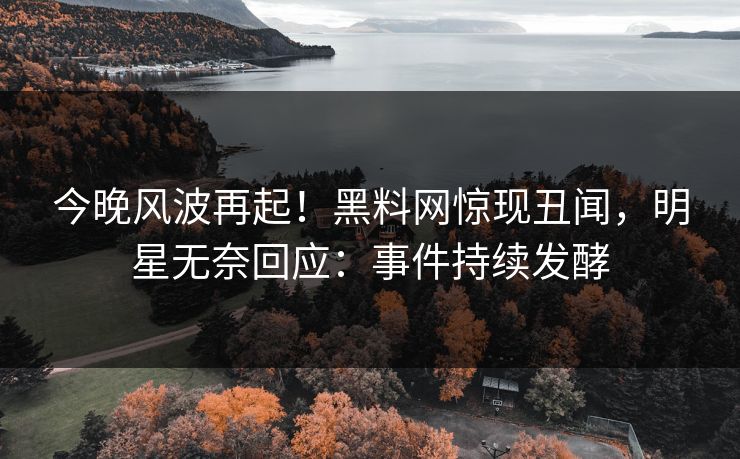 今晚风波再起！黑料网惊现丑闻，明星无奈回应：事件持续发酵
