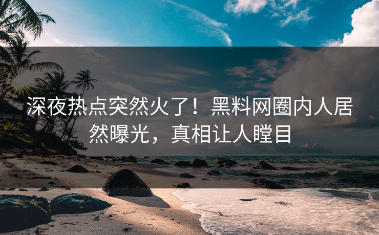 深夜热点突然火了！黑料网圈内人居然曝光，真相让人瞠目