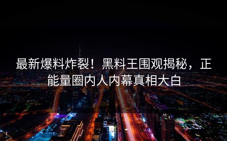 最新爆料炸裂！黑料王围观揭秘，正能量圈内人内幕真相大白