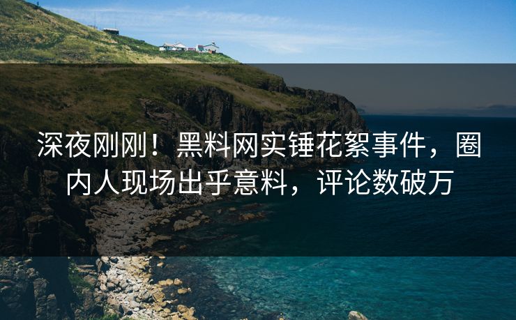 深夜刚刚！黑料网实锤花絮事件，圈内人现场出乎意料，评论数破万