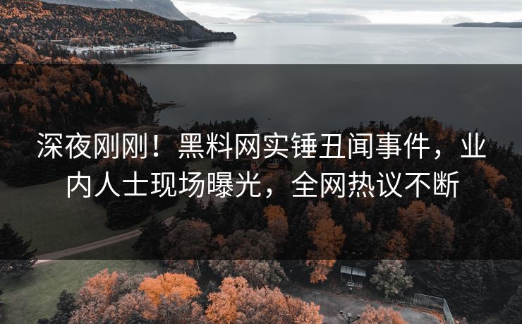 深夜刚刚！黑料网实锤丑闻事件，业内人士现场曝光，全网热议不断