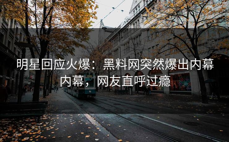 明星回应火爆：黑料网突然爆出内幕内幕，网友直呼过瘾