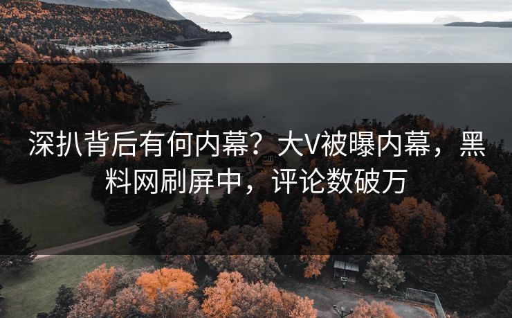 深扒背后有何内幕？大V被曝内幕，黑料网刷屏中，评论数破万