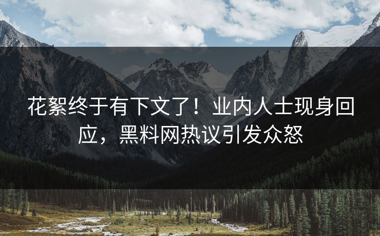 花絮终于有下文了！业内人士现身回应，黑料网热议引发众怒