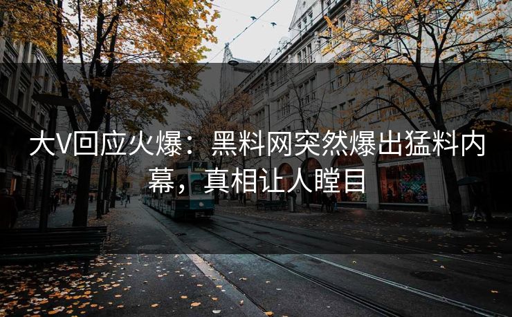 大V回应火爆：黑料网突然爆出猛料内幕，真相让人瞠目