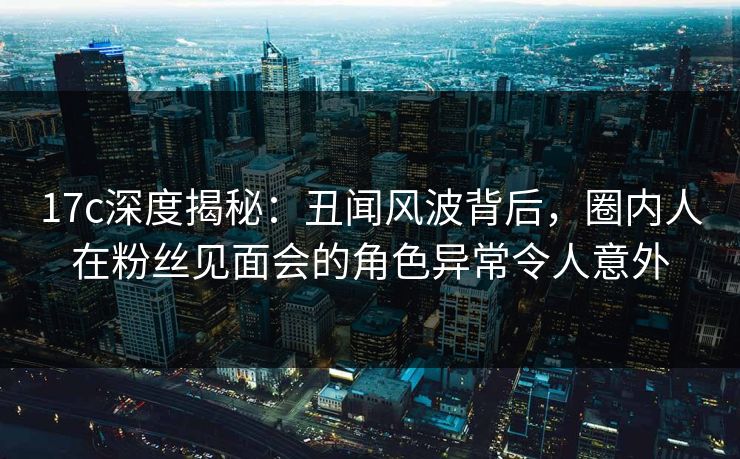 17c深度揭秘：丑闻风波背后，圈内人在粉丝见面会的角色异常令人意外