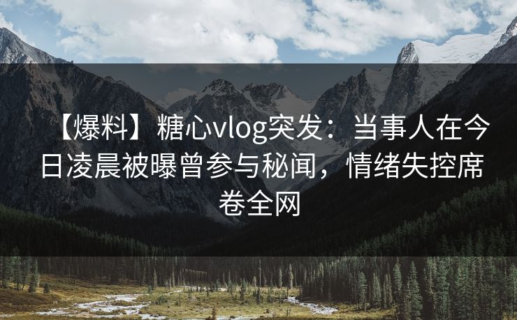 【爆料】糖心vlog突发：当事人在今日凌晨被曝曾参与秘闻，情绪失控席卷全网